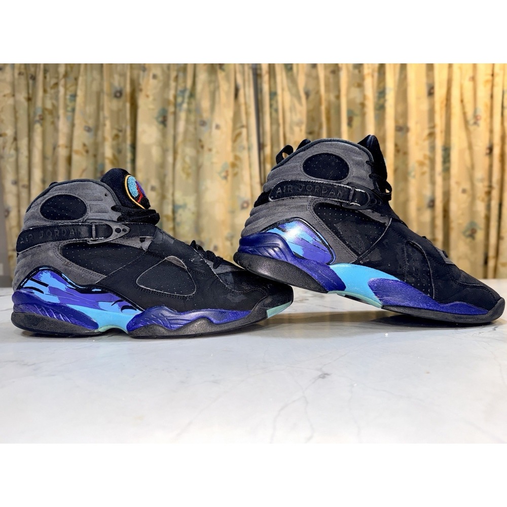 Nike Air Jordan 8 Retro Aqua 2015 Black Concord Size 12 305381-025 Used
